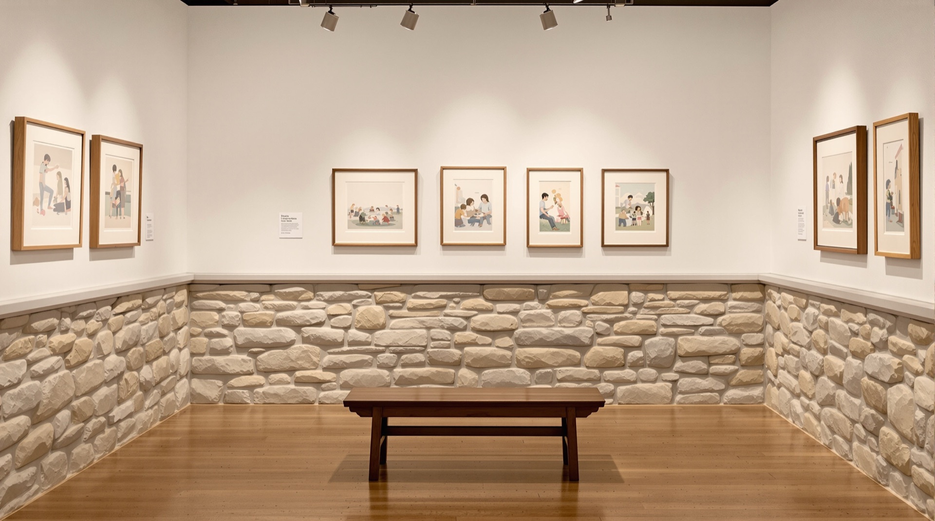 絵本原画が並ぶ安曇野絵本館の静かな展示室
