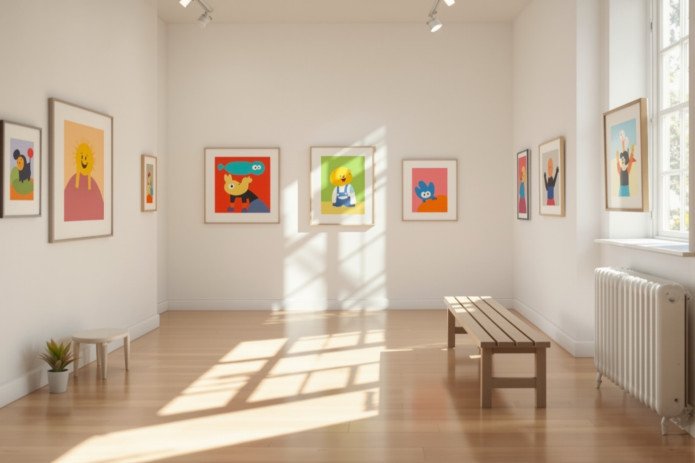 会期中の高畠純絵本原画展の展示室